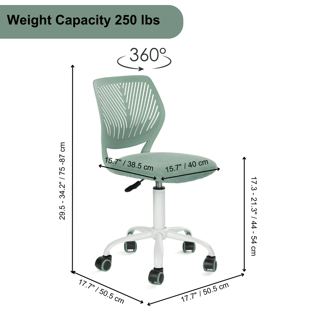 Homy Casa Adjustable Swivel Desk Chair with Cushioned Seat for Dorm Study Desks