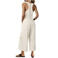 thumbnail image 7 of ABATAB Rompers for Women Loose Fit Wide Leg One Picce Jumpsuits Crewneck Baggy Casual Sleeveless Long Pants Trendy Rompers, 7 of 7