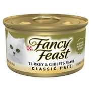 Purina Fancy Feast Pate Turkey and Giblets Feast Classic Grain Free Wet Cat Food Pate, 3 oz.