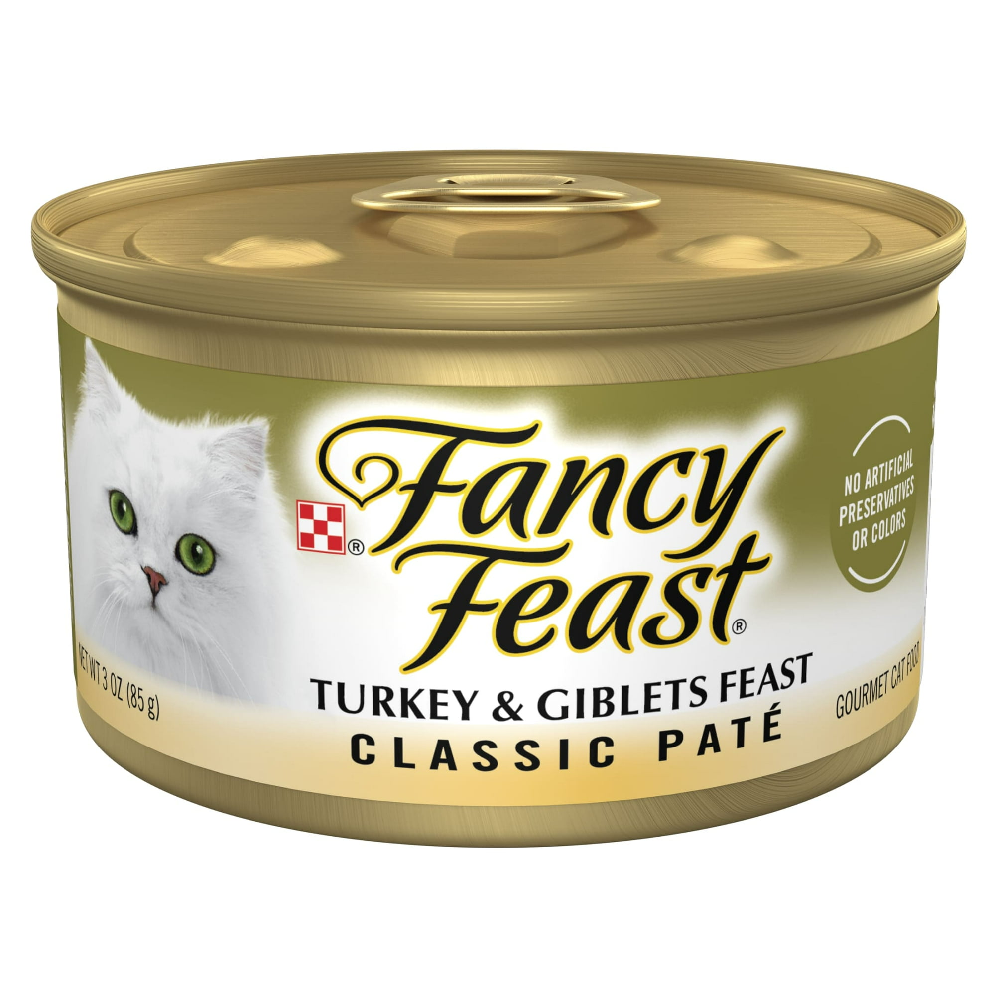 Purina Fancy Feast Pate Turkey and Giblets Feast Classic Grain Free Wet Cat Food Pate, 3 oz, 24 Pack