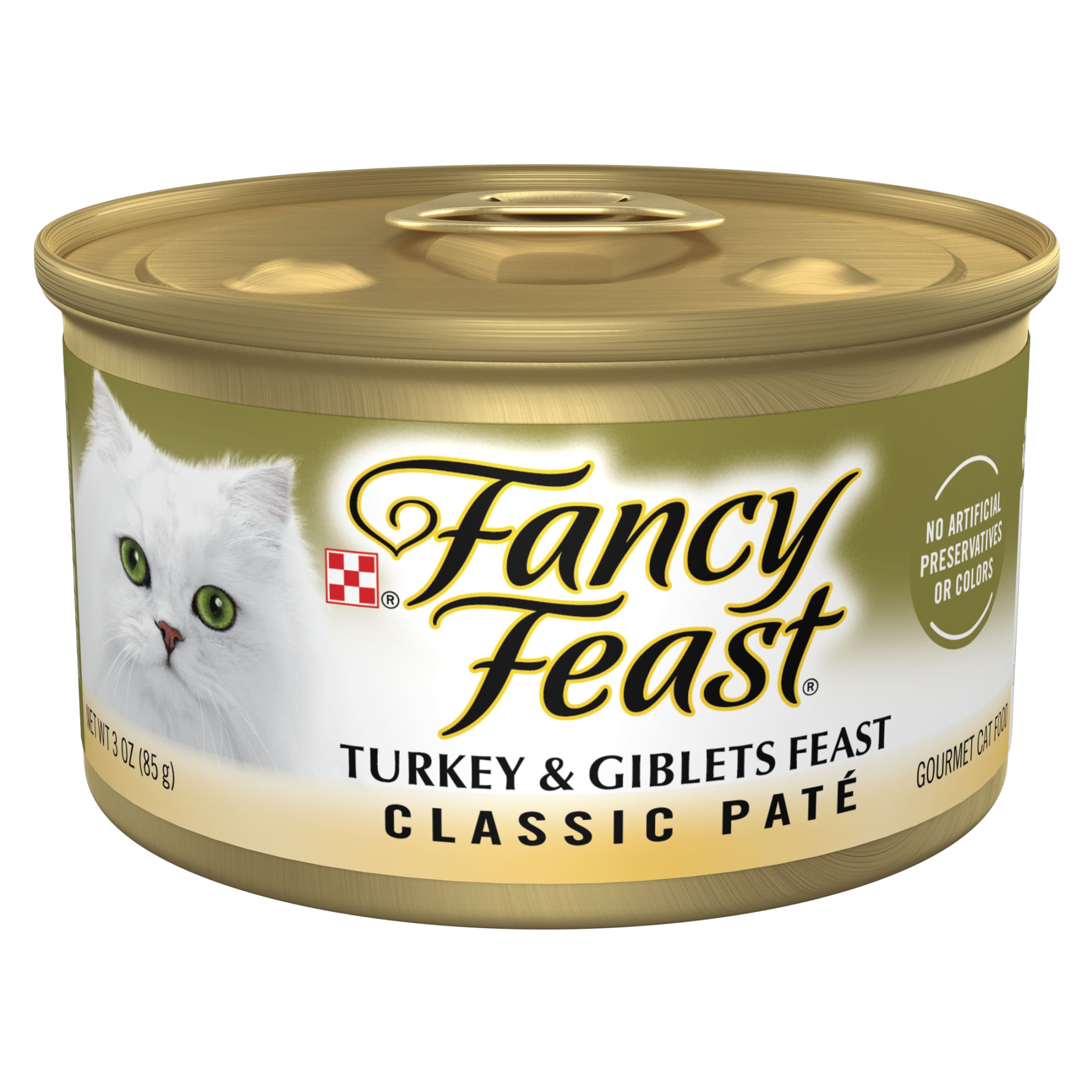 Purina Fancy Feast Pate Turkey and Giblets Feast Classic Grain Free Wet Cat Food Pate, 3 oz.