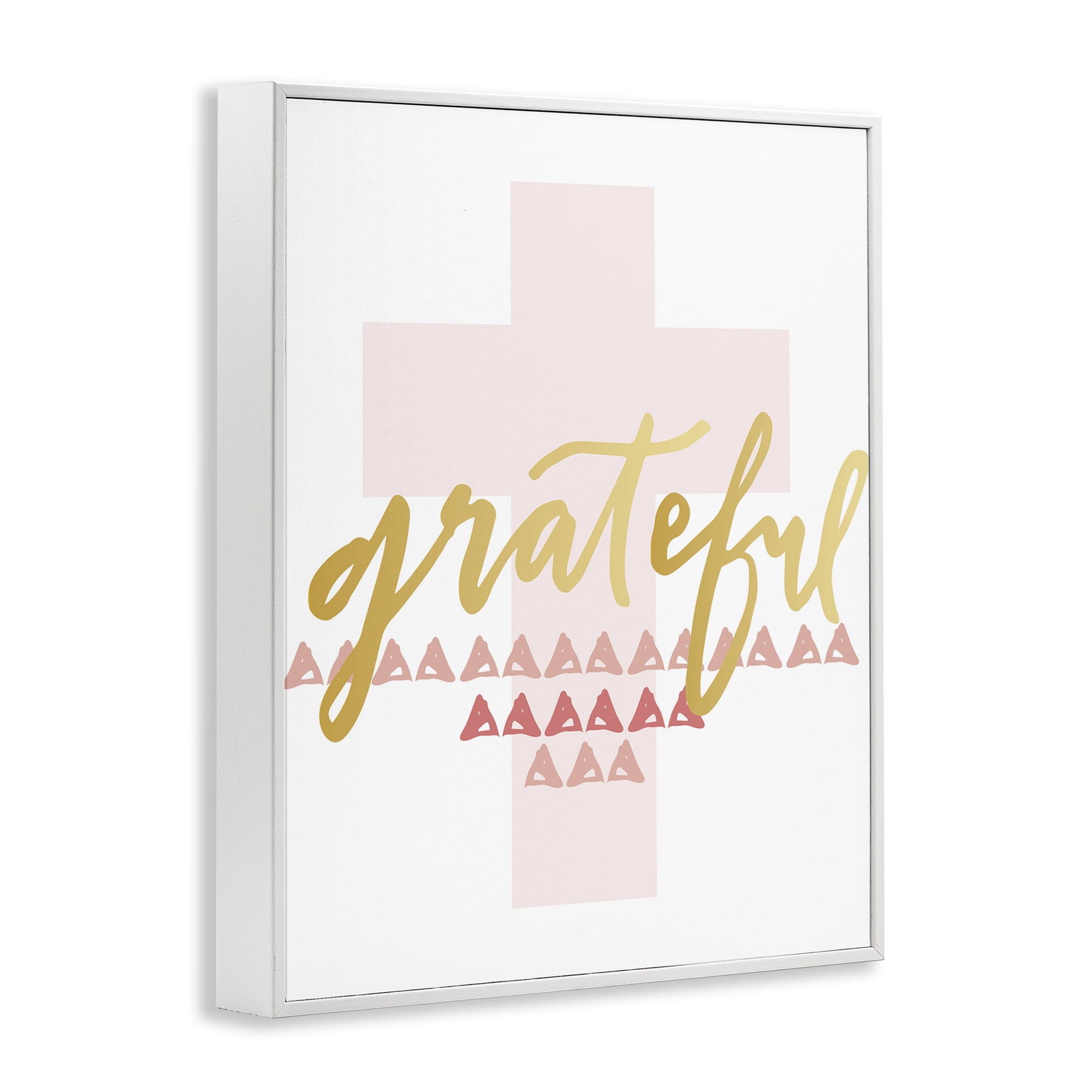 Stupell Industries Grateful over Cross Religious Painting White Framed Art Print Wall Art, 16 x 20