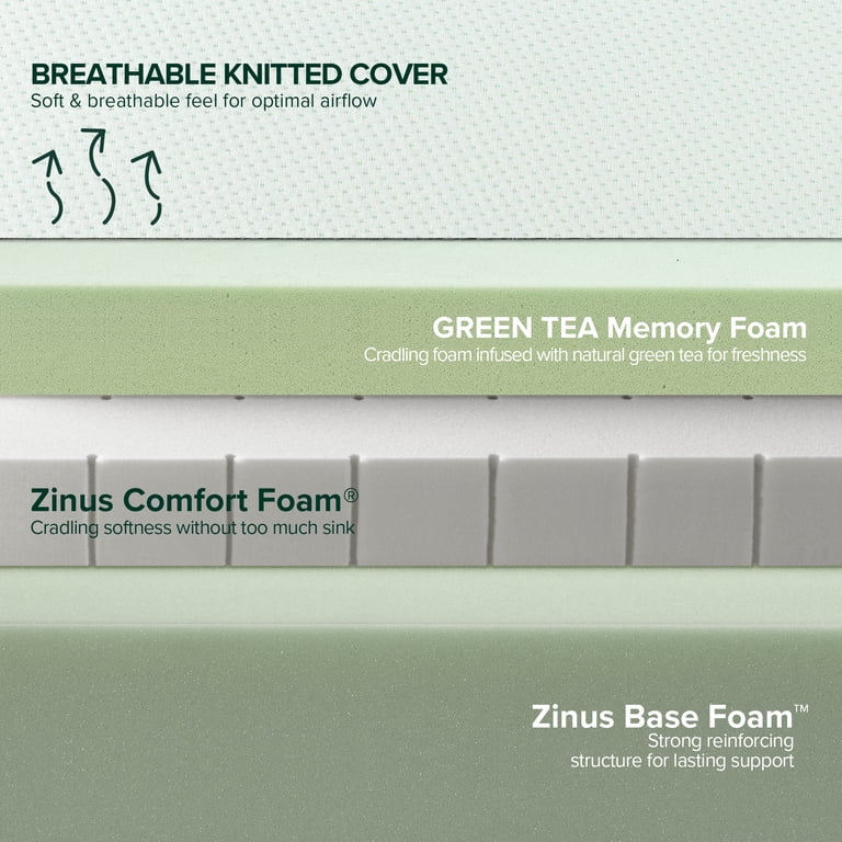 Zinus Green Tea Rest Well Memory Foam Mattress - 8 Queen - Walmart.com