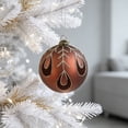 thumbnail image 2 of STPToys Christmas Decoration Electroplated Plastic Hanging Ball Ornament Coffee With Glitter Powder Vintage Leaf Design For Xmas Tree Home Decor, 2 of 6