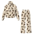 thumbnail image 5 of Xixirimido Dachshunds Paws Beige Print Women 2 Piece Lounge Sets Fall Fashion Outfit Sweatsuits Long Sleeve Sweatshirt & Wide Leg Sweatpants Matching Tracksuit Set, Medium, 5 of 7