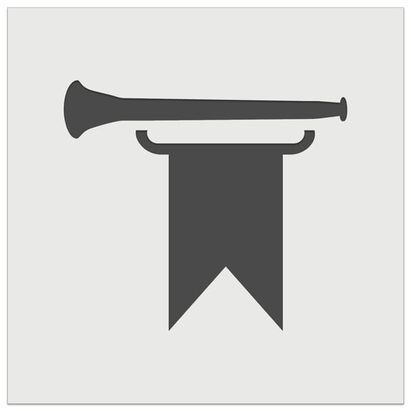 Trumpet and Banner Royal Medieval DIY Cookie Wall Craft Stencil - 5.5 Inch