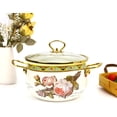 thumbnail image 2 of Xwlshop Enamel Stockpot with Glass Lid, Vintage Floral Nonstick Saucepan with Handles, Induction Safe Cooking Pot for Stew & Soup, 2 of 8