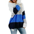 thumbnail image 6 of Odeerbi Sweaters for Women Fall Sweaters 2025 Crew Neck Fashion Long Sleeves Color Matching Loose Tops Blouse Knitted Blue, 6 of 6