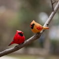 thumbnail image 2 of Small Carved Wooden Northern Cardinal Figurines, Handmade Female Cardinal 3.9inch Birds Craft Set, Cute Couple Birds Statues Home Decor Art Carving Work, 2 of 5