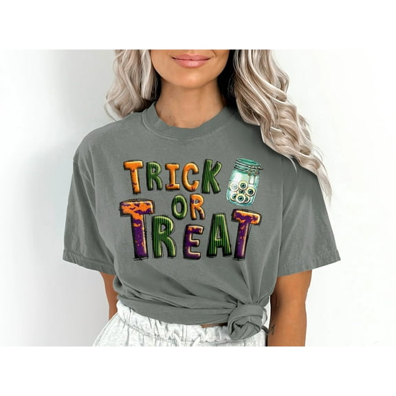 Women's Trick or Treat Eyeballs Spiderweb Halloween T-Shirt