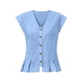 thumbnail image 6 of GERsome Women's Tank Tops V-Neck Pleated Button Down Sleeveless Loose Fit T-Shirts for Summer Casual Light Blue Size 2XL, 6 of 8