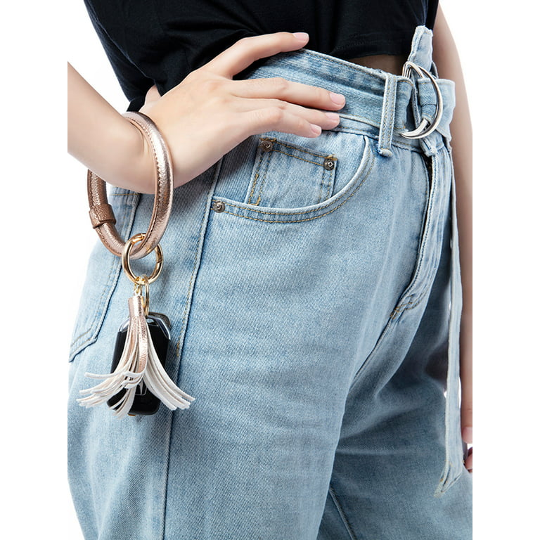 LELINTA Tassel Ring Circle Key Ring Keychain-Wristlet Leather