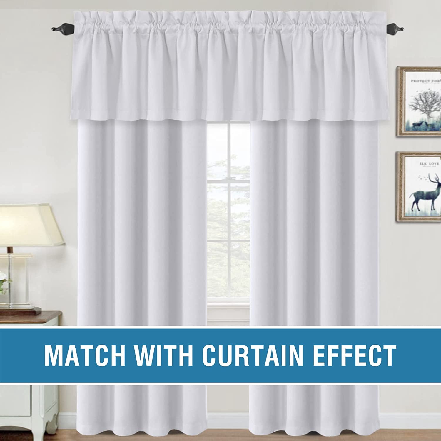 Blackout Curtain Valances for Kitchen Windows/Bathroom/Living Room/Bedroom Thermal Insulated Rod Pocket Valances for Windows, 2 Pack, 52" x 18"