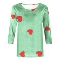 thumbnail image 4 of SDNall Mode Femmes T-shirt Imprimé Mi-Longueur Manches 3/4 Blouse Col Rond Hauts Décontractés, 4 of 9