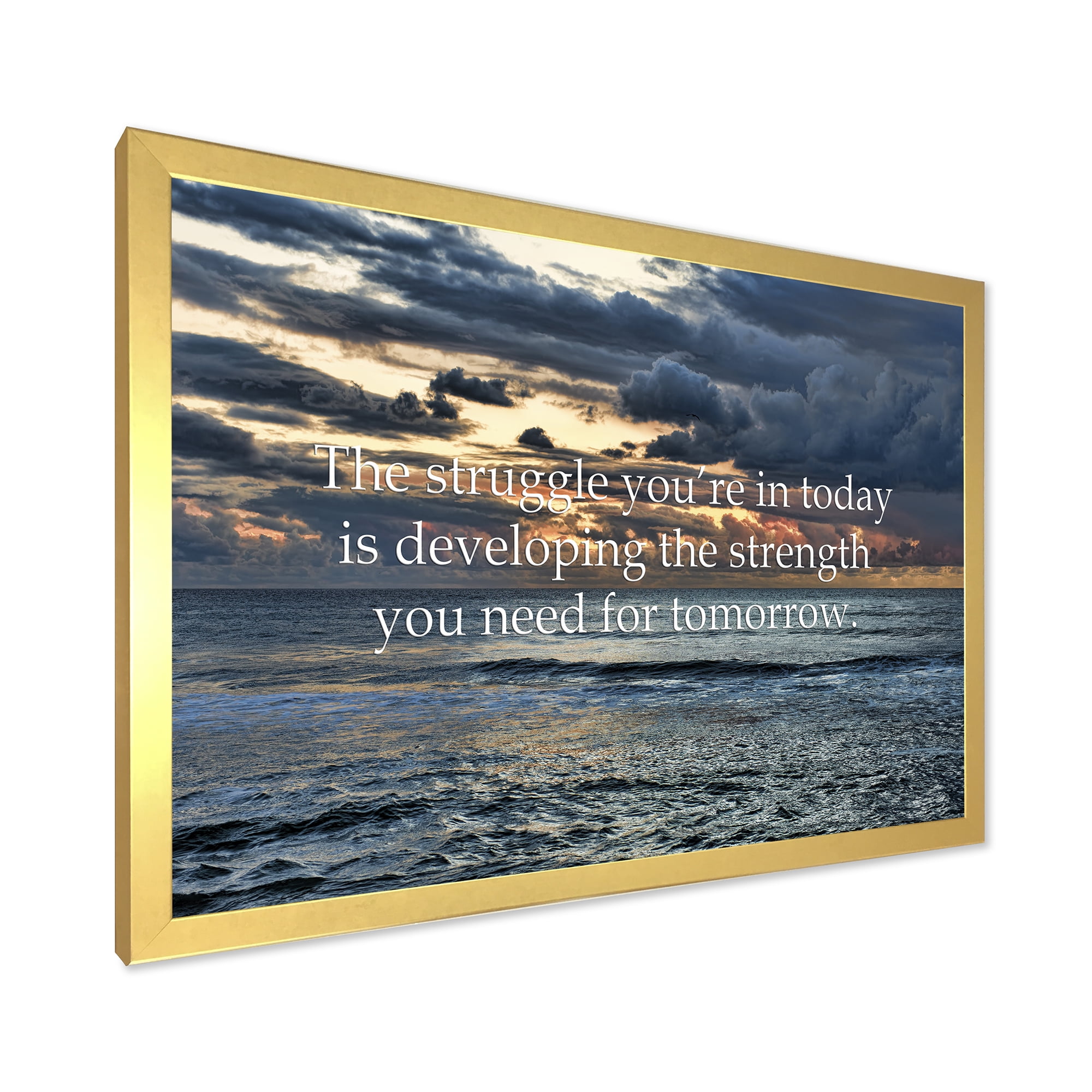 Designart 'Inspirational Quote and Ocean' Nautical & Coastal Framed Art Print