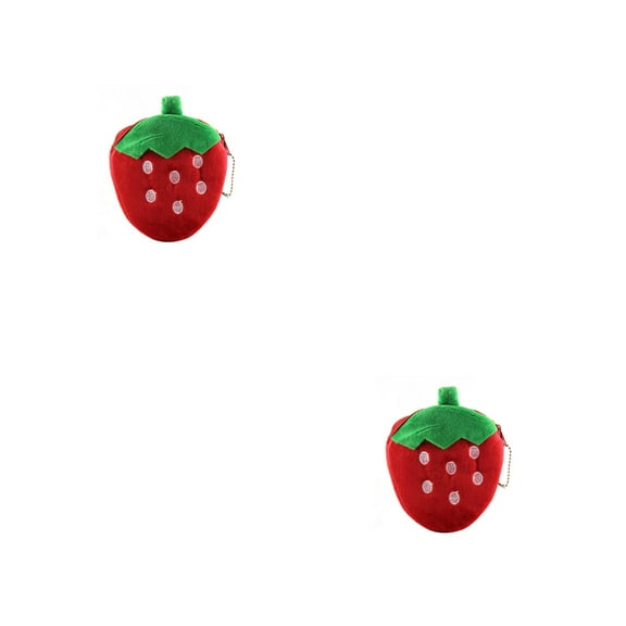 2pcs Purse Fruit Strawberry Plush Wallet Pocket Mini Pouch Purse (Red)