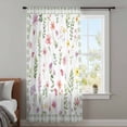 thumbnail image 4 of Spring Floral Sheer Curtains 96 Inches Long, Pink Flowers Sage Green Plaid Pastoral Light Filering Curtains, Privacy Drapes Simi Floor to Veiling Curtain for Living Room Bedroom Window Treatment, 4 of 9