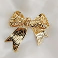 thumbnail image 5 of Jewelblings Victorian Vintage Style Micro Pave Clear CZ Golden Bow Brooches Tinny Stone Pave Antique Ribbon Bow Pins Wedding Party Accessory, 5 of 6