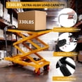thumbnail image 3 of Hydraulic Lift Table Cart 330 lbs Capacity 50 In Double Scissor Lift Table with Locking Wheels and Non-Slip Platform for Material Handling Yellow, 3 of 8