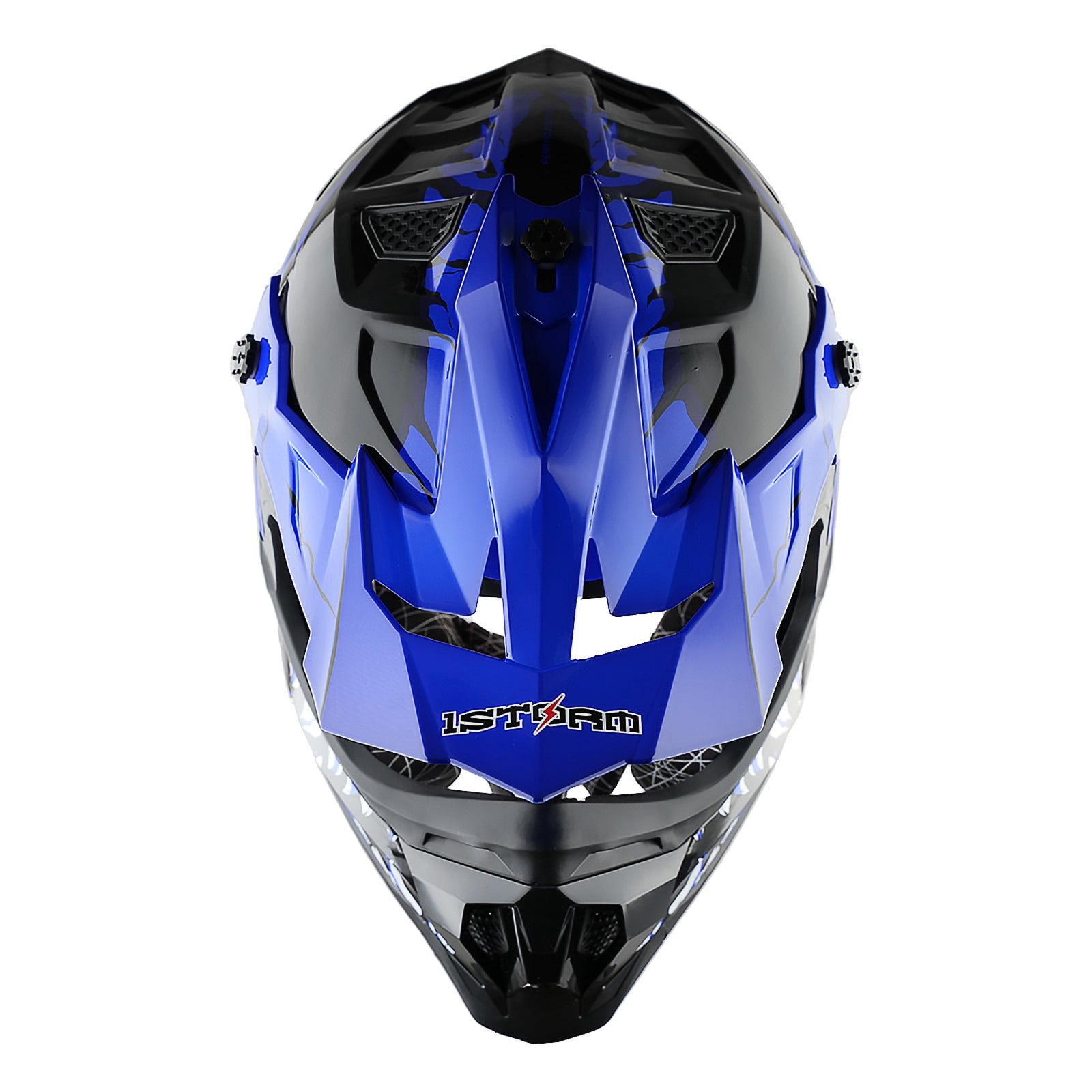 1Storm Adult Motocross Helmet ATV Dirt Bike BMX MX Downhill Mountain Helmet Track Style JH601; Dinosaur Blue