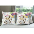 thumbnail image 6 of Ambesonne Birthday Throw Pillow Cover 4 Pack, Cow and Balloons, 18", Multicolor, 6 of 7