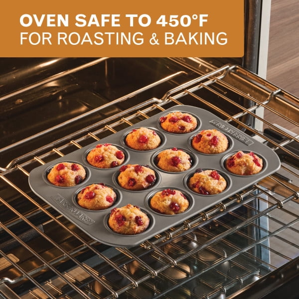Farberware Bakeware 12-Cup Nonstick Muffin Pan, Gray