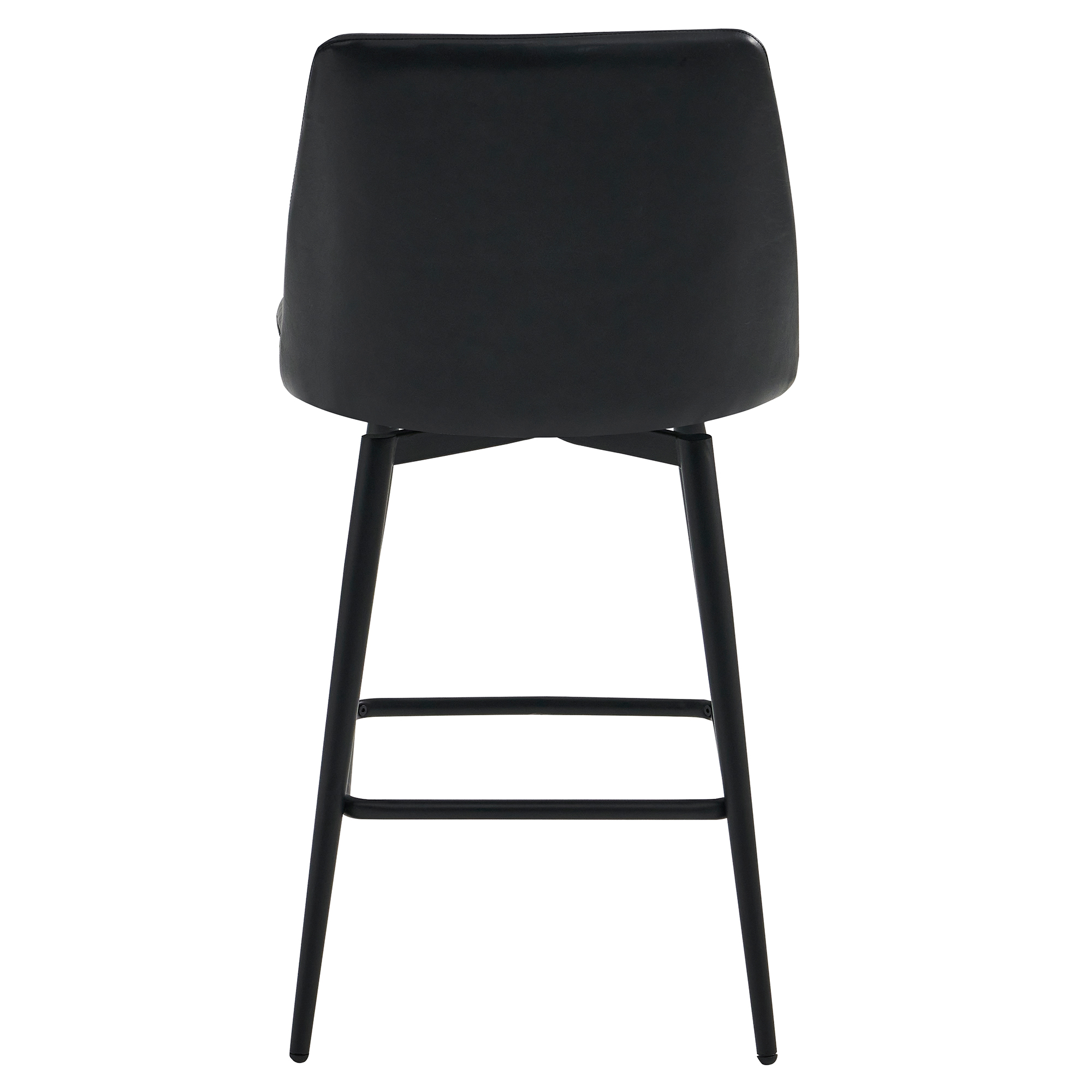 Spruce & Spring Counter Height Swivel Barstool with Curved Back and Metal Legs Set of 2, Black Faux Leather