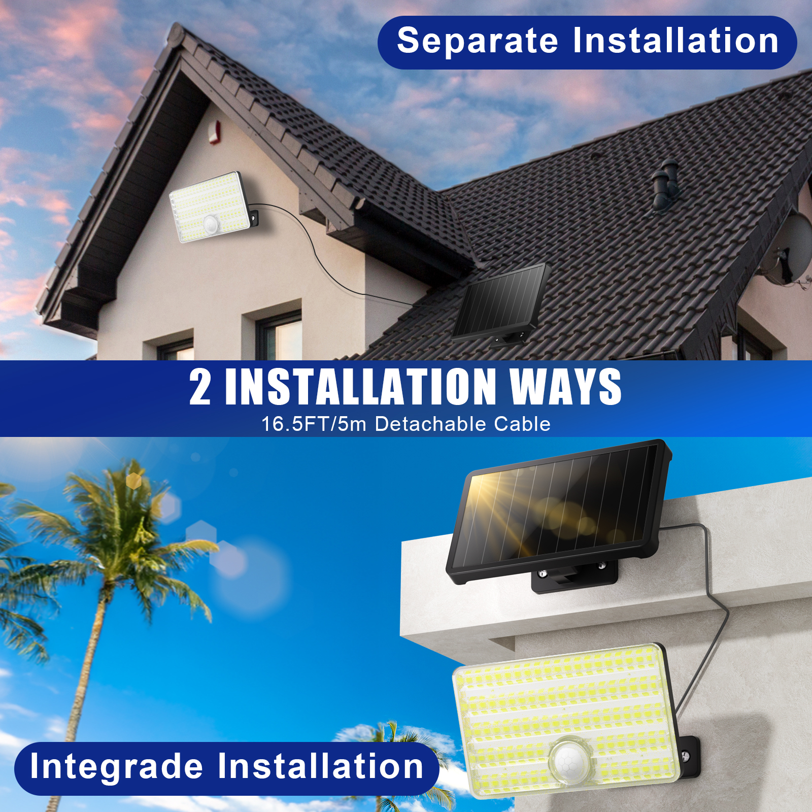 SZRSTH 2 Pack Solar Motion Sensor Security Lights, 1200LM photo 5