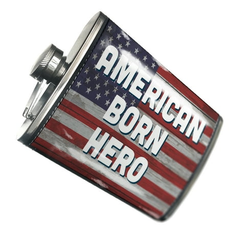 

NEONBLOND Flask American Born Hero Fourth of July Vintage Wood Flag