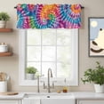 thumbnail image 2 of Colorful Kitchen Curtain Valances for Windows Farmhouse Short Curtains, Ethnic Modern Abstract Watercolor Tie-Dye Rod Pocket Valance Curtain for Bedroom Cafe Living Room, 2 of 8