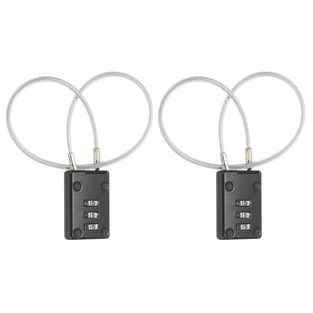 Candado de Combinación de Cable de Acero Uxcell para Bicicletas de Gimnasio, Gabinetes, Armarios 11.8" Negro