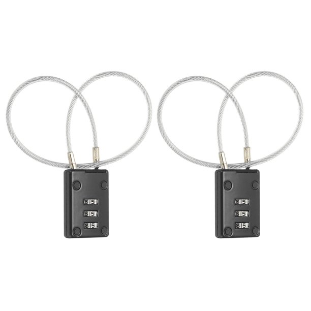 Candado de Combinación de Cable de Acero Uxcell para Bicicletas de Gimnasio, Gabinetes, Armarios 11.8" Negro