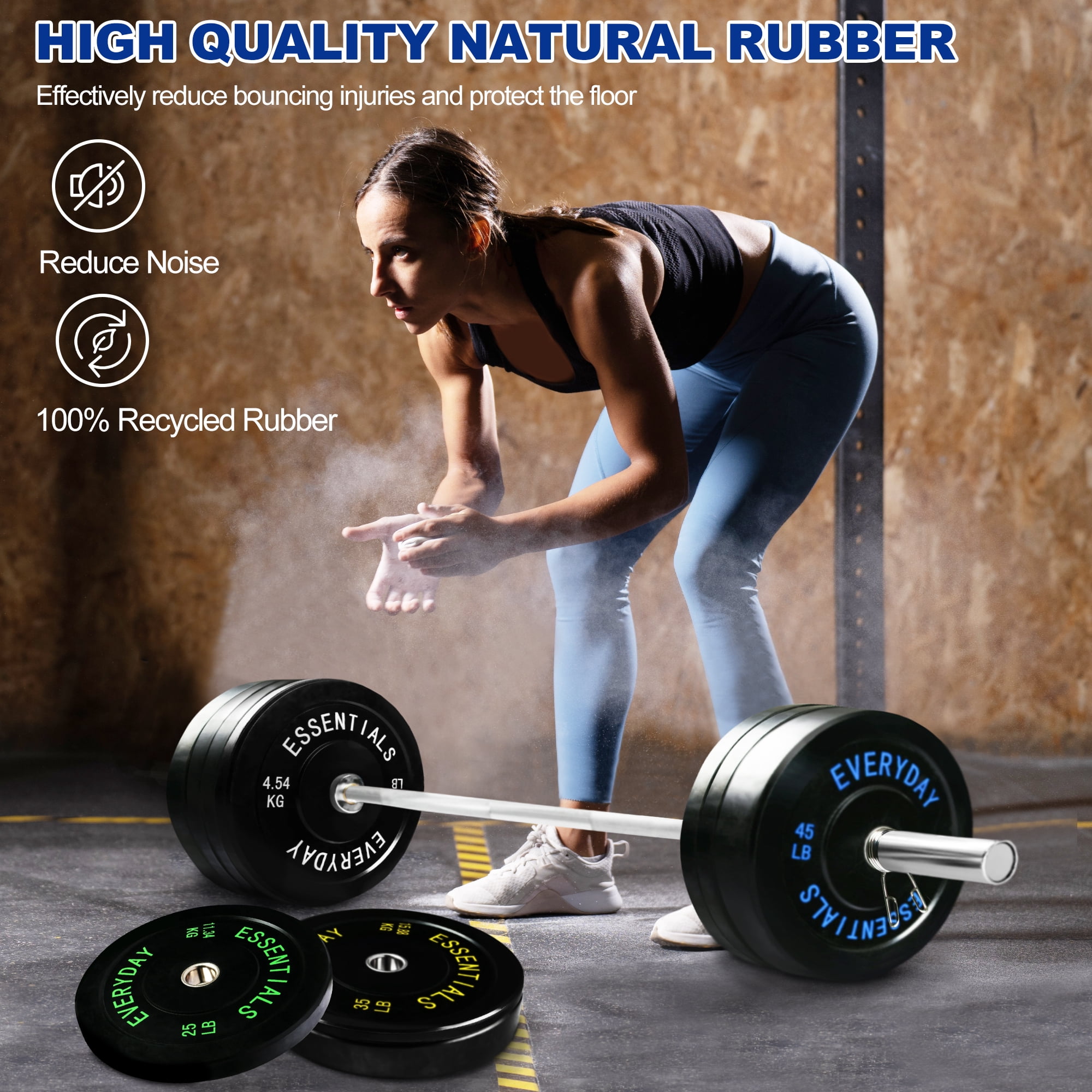 BalanceFrom Olympic Bumper Plate Weight Plate with Steel Hub, Black, 260 lbs Set with 6FT Olympic Barbell and Clips, Multiple Packages