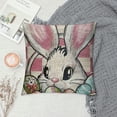 thumbnail image 2 of Chilfamy  Easter Bunny Decorative Throw Pillow Covers , Rabbit Chick Eggs Carrot Daisy Flower Porch Outdoor Home Decor, Pink Plaid Check Stripes Polka Dots Farmhouse Couch Cushion Case，Multi-Size, 2 of 5