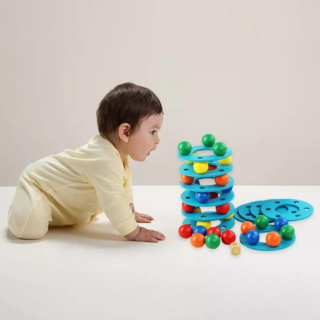 Rainbow Rolling Ball Coordination Balance Game Motor Blocks Party Toy for Kids Ages 3 Year Old and up boys and girls