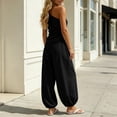 thumbnail image 5 of Yyuenw Women One Shoulder Matching 2 Piece, One Shoulder Sleeveless Tank Top Drawstring Wide Leg Pants Summer Casual Vacation Athleisure Set, 5 of 6