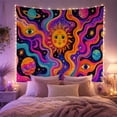 thumbnail image 2 of Anthropomorphic Sun With Planets & Eyes in Cosmic Swirl, Whimsical Psychedelic for Space Lovers, Celestial Wall Art Decor, Birthday Gift Tapestry Wall Hanging for Bedroom and Living Room, 2 of 7