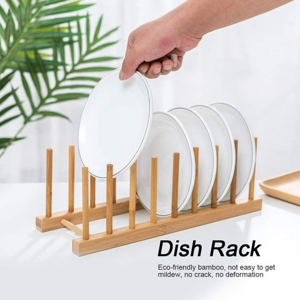 Dish Organizer Bamboo Plate Rack Cutting Board Pot Lid Storage Rack