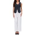 thumbnail image 2 of INSPIRE CHIC Women's Suit Vest Sleeveless U Neck Button Down Summer Business Casual Waistcoat Top S Dark Blue, 2 of 5