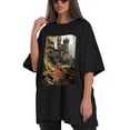 thumbnail image 4 of Plus Size Shirt for Women Black Tops for Women Short Sleeves Shirt for Women Castle (48） T Shirt Crewneck Shirt for Women XL, 4 of 5