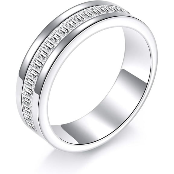 SOULMEET Men's Wedding Rings 925 Sterling Silver Ring Princess Cut White AAAAA Cubic Zirconia Size 8-13 Engagement Promise Ring