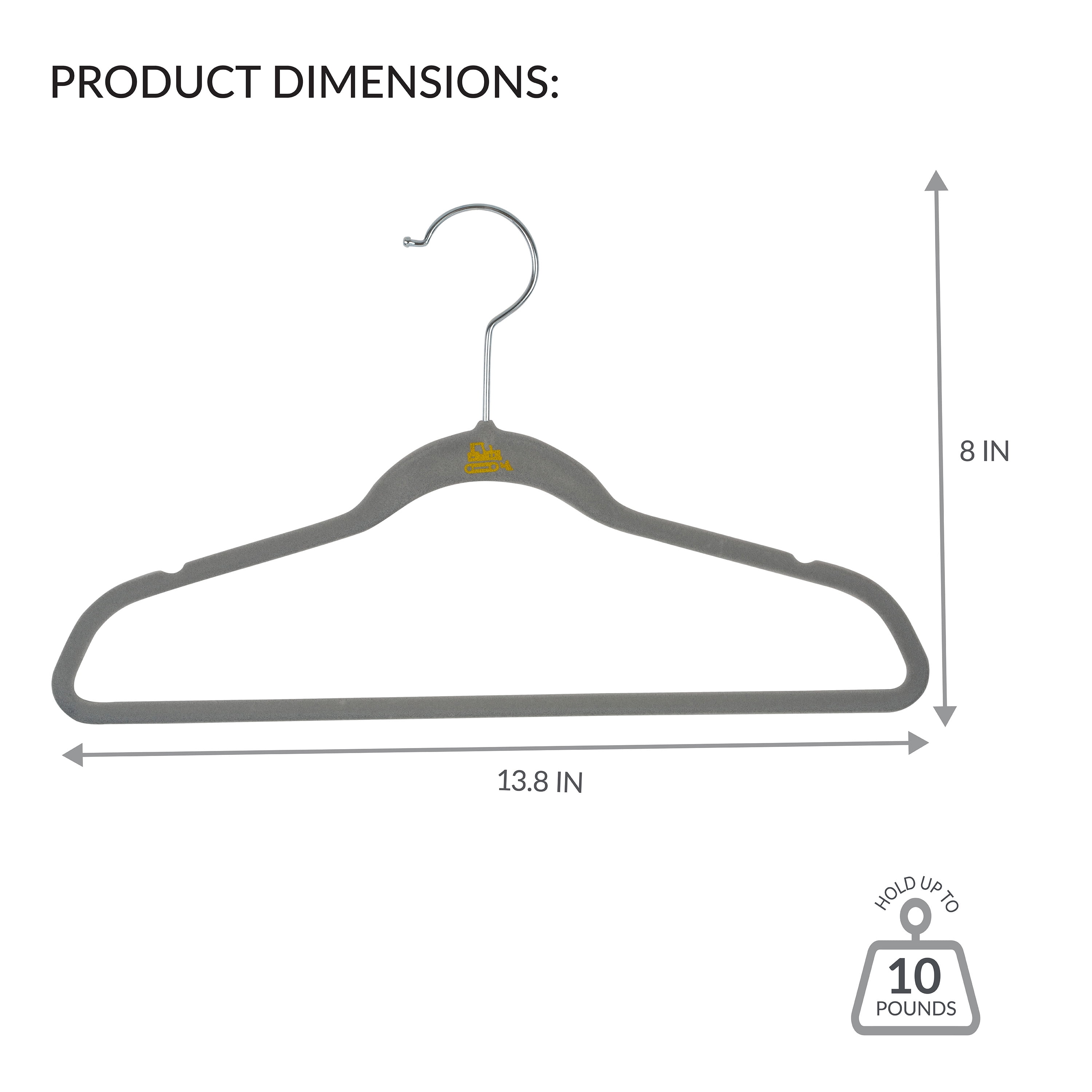 Simplify Kids Velvet Shirt Hangers, 25 Pack, Gray