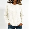 thumbnail image 5 of Mifsaly Womens Fuzzy Fleece Sweatshirt Crewneck Long Sleeve Cable Knit Pullover Sweater Textured Loose Fit Fall Winter Warm Clothes White,Free Size, 5 of 9