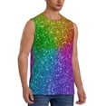 thumbnail image 2 of Bixox Men's Colorful Glitter Printed Shirt Sleeveless Fitness Tank Top-Small, 2 of 7