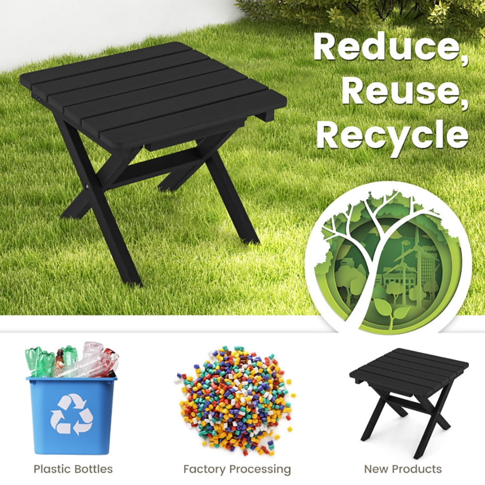 Aimee Lii Outdoor Folding Side Table Foldable Weather-Resistant HDPE Table, Outdoor Patio Furniture, Black Aimee Lii Outdoor Folding Side Table Foldable Weather-Resistant HDPE Table, Outdoor Patio Furniture, Black