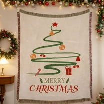 Christmas Tapestry Throw Blanket, Multipurpose Holiday Decor for Sofa Couch Bed, Reversible Gift Carpet for Home Office Nap(H)