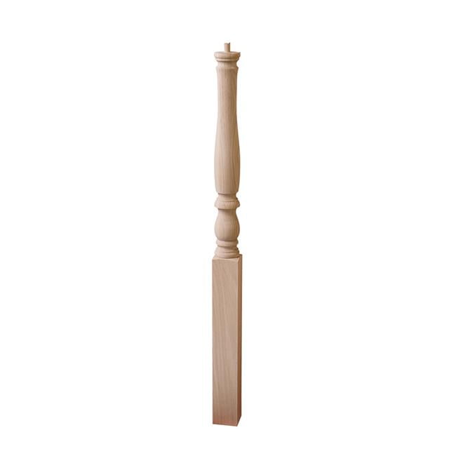 3.25 x 48 in. Solid Wood Pin Top Newel Post, Red Oak