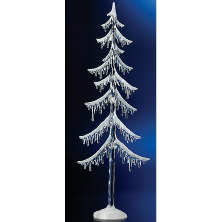 CC Christmas Decor Set of 2 Clear Illuminated Christmas Icicle Tree Figurines 31"