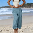 thumbnail image 5 of AnuYalue Womens Baggy Wide Leg Pants Loose Elastic Waisted Harem Beach Palazzo Trousers with Pockets Boho Hippie Pants, 5 of 7