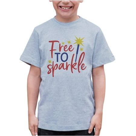 

7 ate 9 Apparel Kids Patriotic 4th of July Shirt - Free to Sparkle Grey T-Shirt 4T